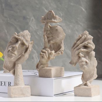 Resin Sculpture 3pcs Modern Office Desktop Art Decor Ornament Home Decoration