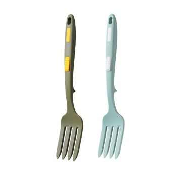 2PCS Silicone Heat Resistant Flexible Cooking Forks Dishwasher Safe Kitchen - Red-Black