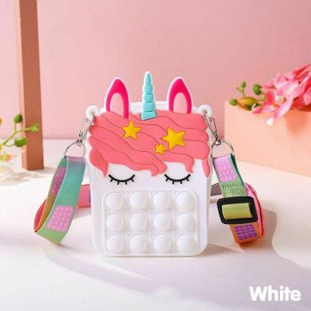 Pop It Shoulder Bag For Girls And Women Unicorn Pop Purse Bags - White