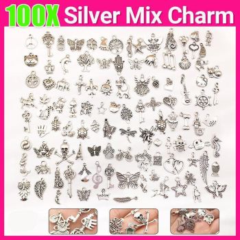 100Pcs Tibetan Silver Mixed Charms - DIY Jewelry Crafting Pendants