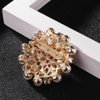 Fashion Women Crystal Simulated Pearl Brooch Pin Wedding Party Jewelry Decor - B07013