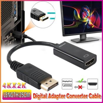 4K 30Hz DP to HDMI Adapter Cable 25cm Displayport Converter for Monitor Projector