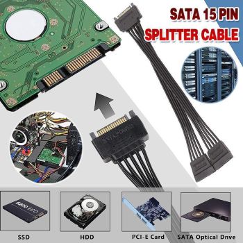 15 Pin SATA Power Y-Splitter Cable Adapter Extension 1 Male to 2 Female for HDD