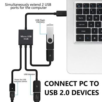 Micro USB 2.0 OTG HUB Cable Adapter AU Male to Female Dual Host Fast Transfer