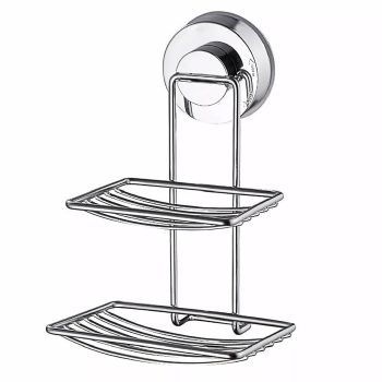 Shower Bar Holder Suction Basket Wall Mounted Stainless Steel Bathroom Soap Dish - Single Layer