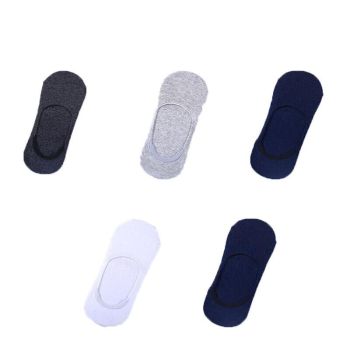 5 Pairs No Show Liner Socks Non Slip Cotton Low Cut Invisible Unisex Footies - Dark Grey