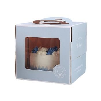 30PCS Grey Portable Cake Boxes Display Window Packing Case with Handle Birthday - 8 inch