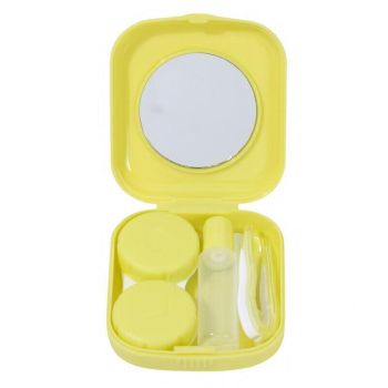 Pocket Plastic Mini Contact Lens Case Kit Outdoor Travel Holder Mirror Container - Pink