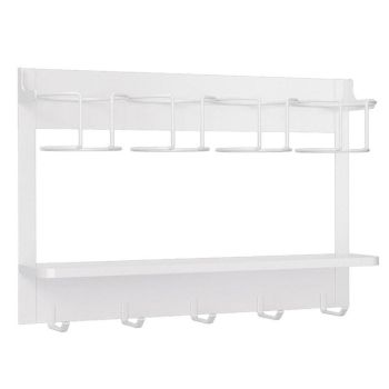 Magnetic Mug Organizer Cup Holder Wall Mount Storage for Kitchen Office Home Use - White
