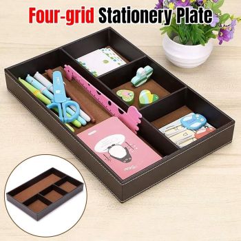 Leather Desktop Organizer Multi-functional Storage Tray Key Jewellery Box