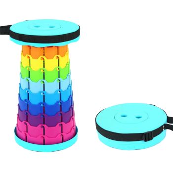 Rainbow Telescopic Folding Stool Thickened Travel Outdoor Seat for Camping - Red