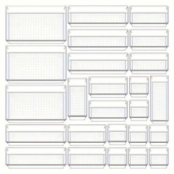 Transparent Plastic Drawer Organiser Set Multifunctional Desktop Storage Box - 13PCS