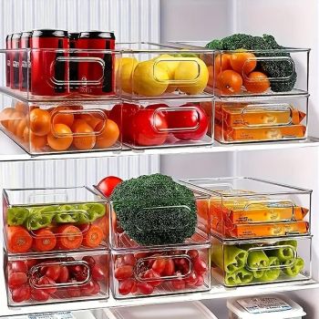 6pcs Transparent Fridge Organizer Storage Box for Kitchen and Food Organization