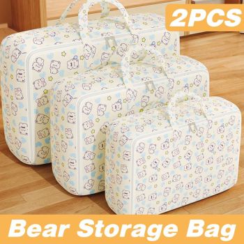 2pcs Foldable Clothes Storage Bag Blanket Organizer Travel Duffel Tote Gym Bag - L
