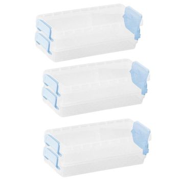 3PCS Clear Plastic Desktop Storage Box 2 Layer Holder DIY Stationery Pencil Case - Yellow