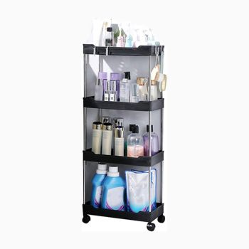 Multi Layer Rolling Storage Cart Kitchen Bathroom Organizer Shelf with Wheels - 3-Black