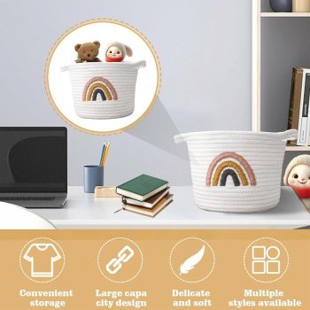 Rainbow Cotton Rope Storage Basket Handheld Desktop Organizer Large Basket