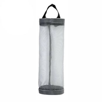 Hanging Mesh Bag Organizer Dispenser for Plastic or Trash Bags Storage Holder - Black