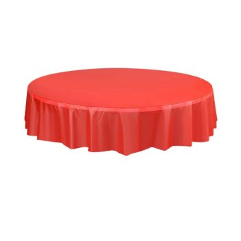 10pcs Round Tablecloth Solid Color Waterproof PEVA Table Cover 213cm Diameter - White