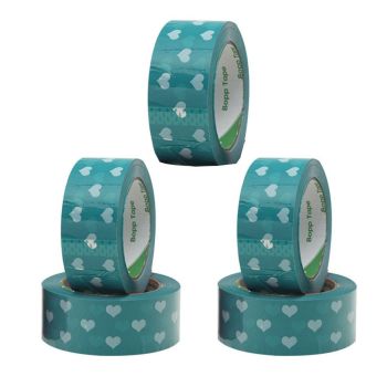 5pcs Cute Personality Packing Sealing Tape Adhesive Heart Design Colourful Glue - Pink