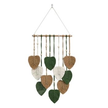 Handmade Braided Cotton Rope Leaves Wall Hanging Home Decoration Ornament - Pink