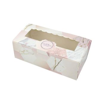50PCS Set of 2 Premium Cake Packaging Boxes Clear Window Food Grade Cardboard - Marble-50pcs