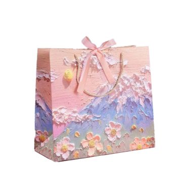 10pcs Oil Painting Gift Paper Bags for Birthday and Holiday Gift Packaging Tote - S