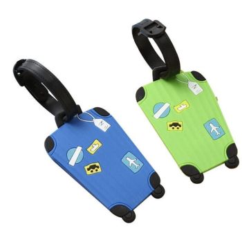 Travel Luggage Tags Set Of 2 Name Tag Address Id Labels For Suitcase Bag Baggage - Grey+Pink