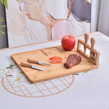Bamboo Chopping Board Cheese Board Set with Knife Kitchen Charcuterie Serving