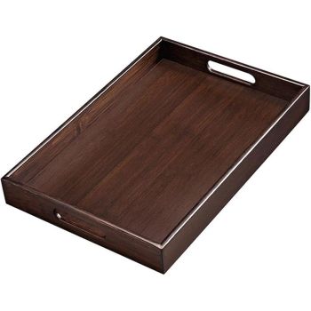 Bamboo Tea Tray Rectangular Tea Table Walnut Colour Fruit Bread Serving Plate - 28-20cm