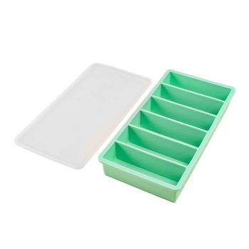 Ice Cube Tray Moulds 6 Slots Rectangular with Lids Silicone Butter Freezer Storage - Black