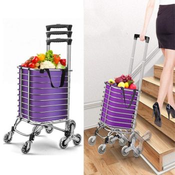 Folding Vegetable Basket Trolley Small Trailer Grocery Shopping Pulling Cart