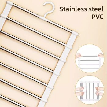 2pcs Multifunctional Folding Trouser Rack Multi Layer Storage Hanging Clothes