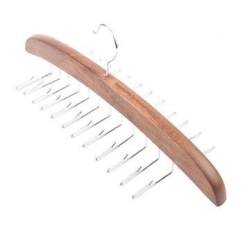 Tie Belt Scarf 24 Hooks Hanger Rack Clip Organiser Holder Storage Wood - Black
