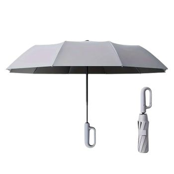Automatic Folding UV Protection Umbrella Unisex Dual Purpose Rain Sun Umbrella - Grey