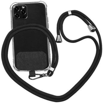 Adjustable Phone Lanyard with Patch for Most Cases Neck Strap Holder - White