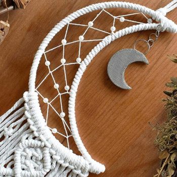 Wall Hanging Tapestry Macrame Moon Dream Catcher Handmade Bedroom Home Decor