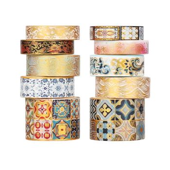 Gold Foil Washi Tape Set Decorative Craft Tape for Gift Wrapping Scrapbooking - YSSCJ