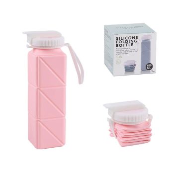 620ml Silicone Folding Water Bottle Food Grade Outdoor Sports Kettle High Temp - Gray