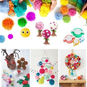 Pom Pom Maker Set of 4 Sizes DIY Wool Knitting Craft Ball Making Tool