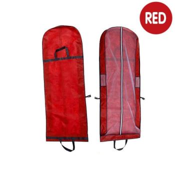 Wedding Dress Garment Bag 180cm Long Bridal Gown Storage Dustproof Cover Zipper - Wine Red
