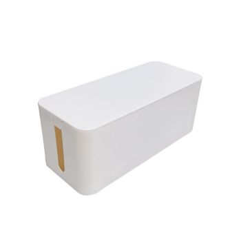Large Cable Wire Storage Box Case Cord Management Socket Tidy Organizer with Lid - White S