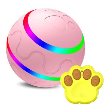 Interactive Smart Cat Dog Automatic Rolling Ball Self-Moving Kitten Pet Toys - Pink
