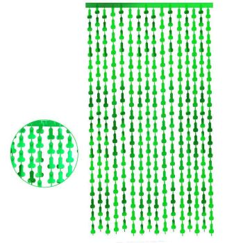 Metallic Tinsel Curtain 2m x 1m Hens Party Backdrop Foil Fringe Hanging Decor - Green