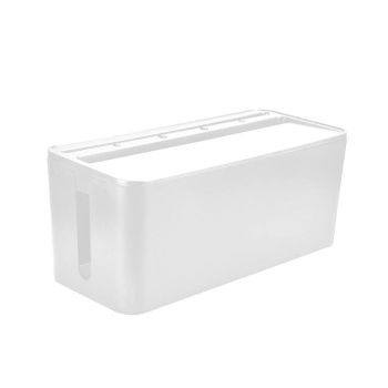 Large Cable Wire Cord Storage Box Case with Lid for Power Board and Device Charging - White