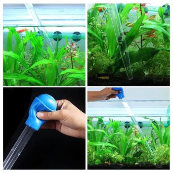 2PCS Fish Tank Cleaner Mini Pooper Turtle Pump Aquarium Maintenance Feeding Tube - Blue-2PCS