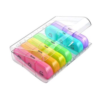 7 Day Medicine Organizer Pill Box Tablet Daily Case Weekly Dispenser Container - Black