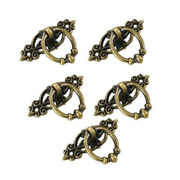 5PCS Vintage Handles Cabinet Drawer Cupboard Door Iron Knob Gold Pull - Black