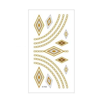 Women Lady Metallic gold silver color boho arm Body Temporary Tattoo Sticker Art - MTOM04