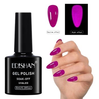 8ml Fluorescent Glow-In-Dark Gel Soak Off UV LED Nail Art Varnish DIY Luminous - 06#Fluorescent Phosphor